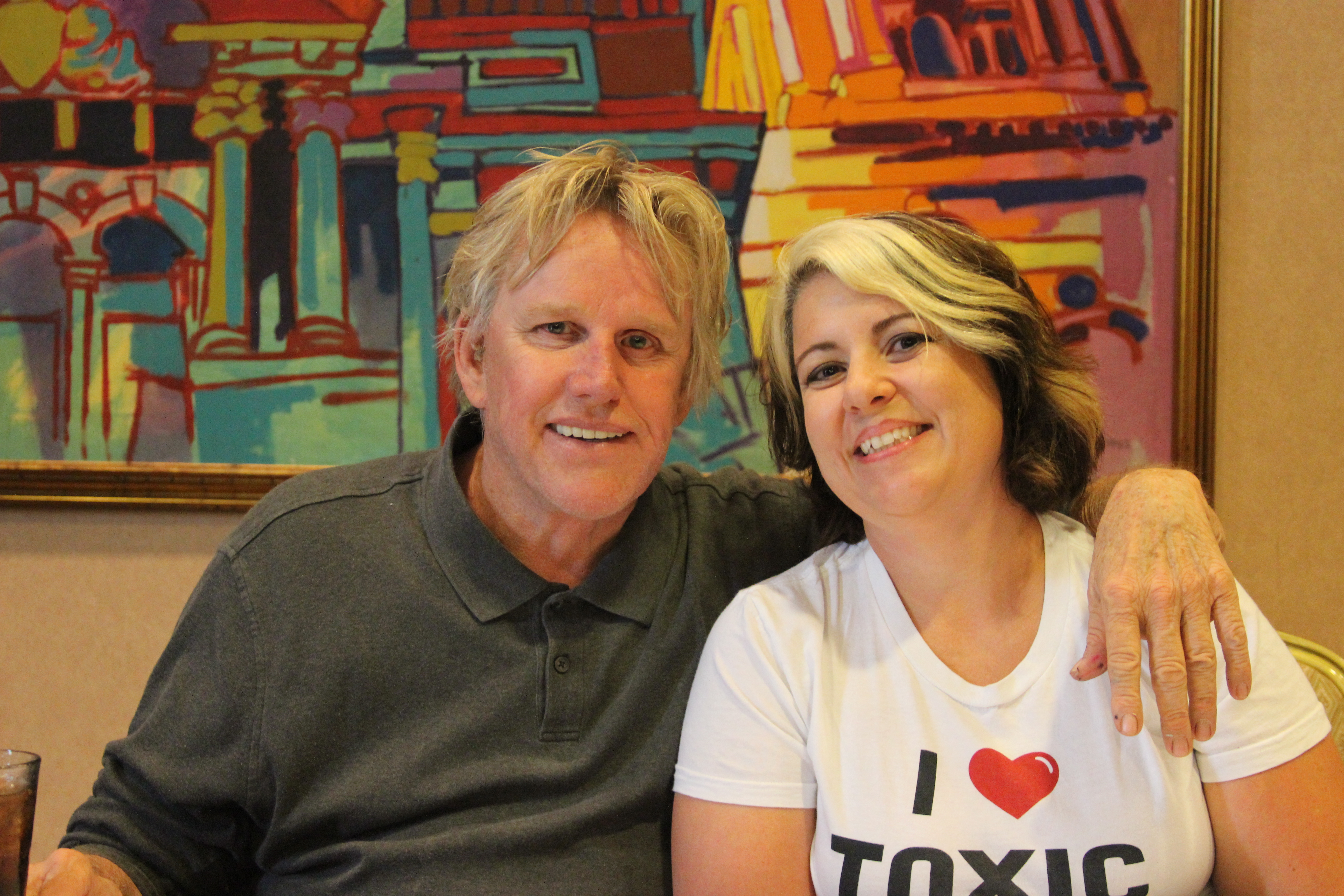 Point Break and Celebrity Apprentice star Busey poses with an adoring fan