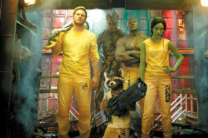 Marvel's Guardians Of The Galaxy..L to R: Star-Lord/Peter Quill (Chris Pratt), Groot (Voiced by Vin Diesel), Rocket Racoon (Voiced by Bradley Cooper), Drax the Destroyer (Dave Bautista) and Gamora (Zoe Saldana). ..?Marvel 2014